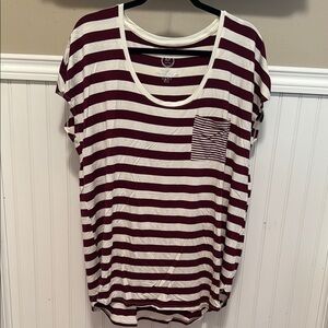 Maurices Red and White Relaxed Boxy Tee